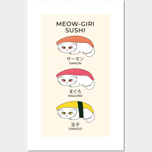 Meow-giri Nigiri Sushi Cats Posters and Art